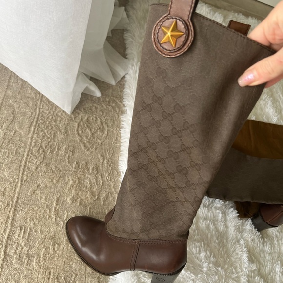 Authentic Gucci Brown Over the Knee Boots - Picture 1 of 11